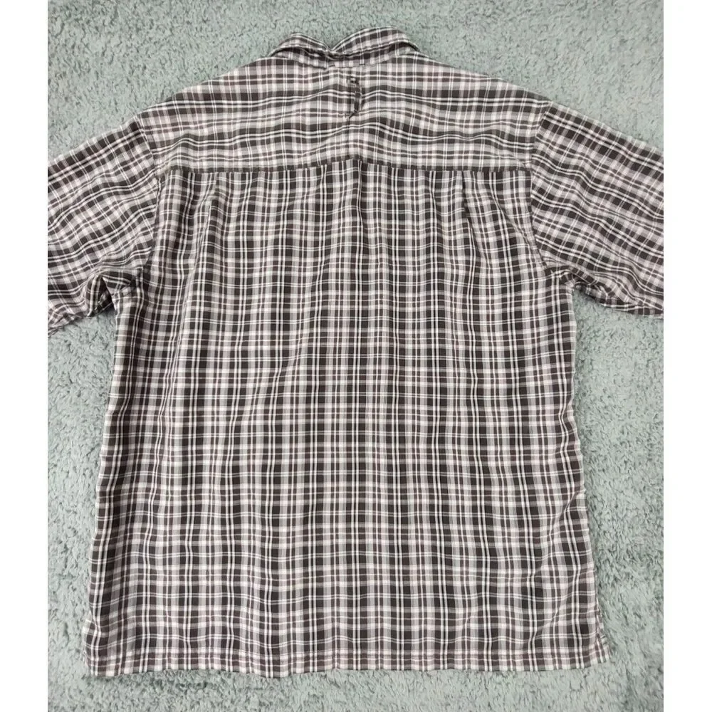 The North Face Shirt Men's L Brown Zip Chest Pocket Short Sleeve‎ Button Up